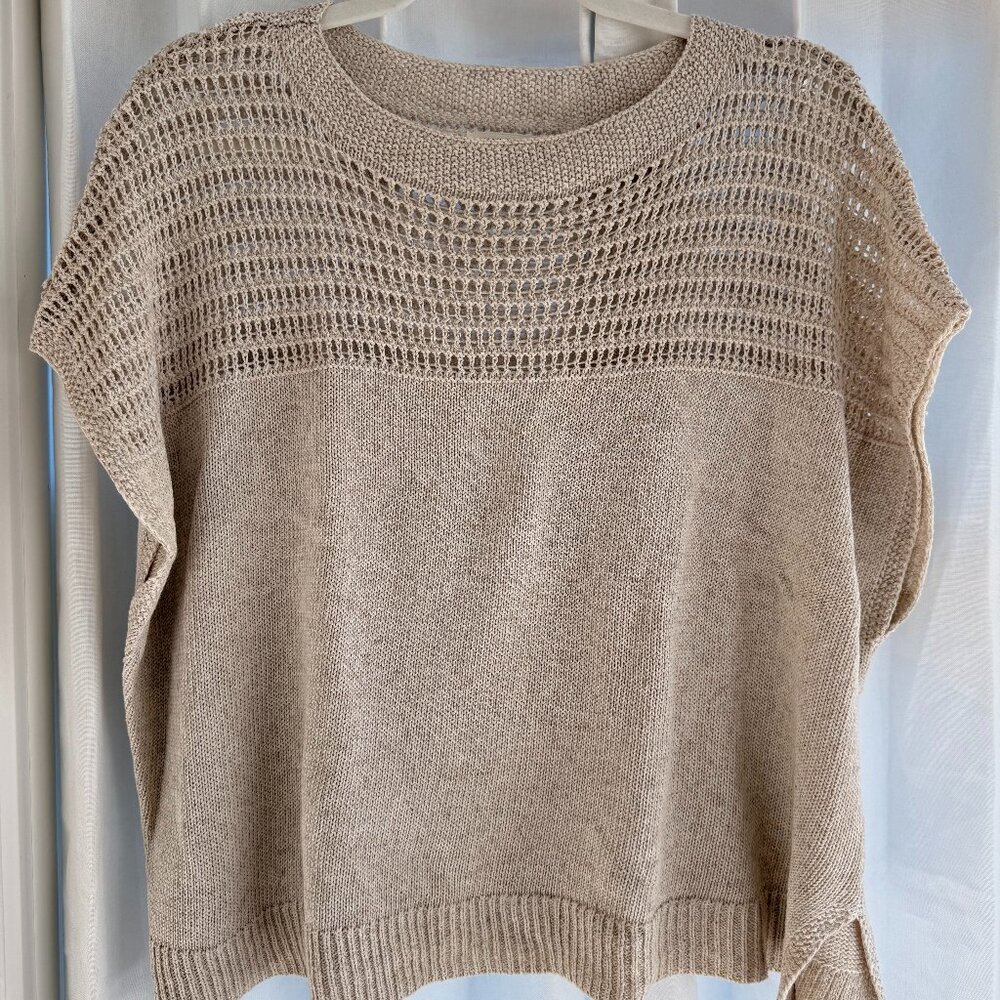 Max Studio London Open Weave Dolman Tank